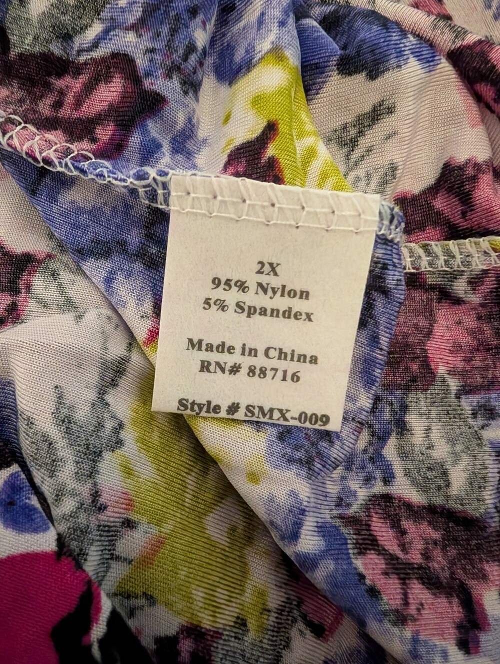 Smocked Floral Print Girls' One-Piece Dress - Blue / Multicolor - Picture 3 of 4